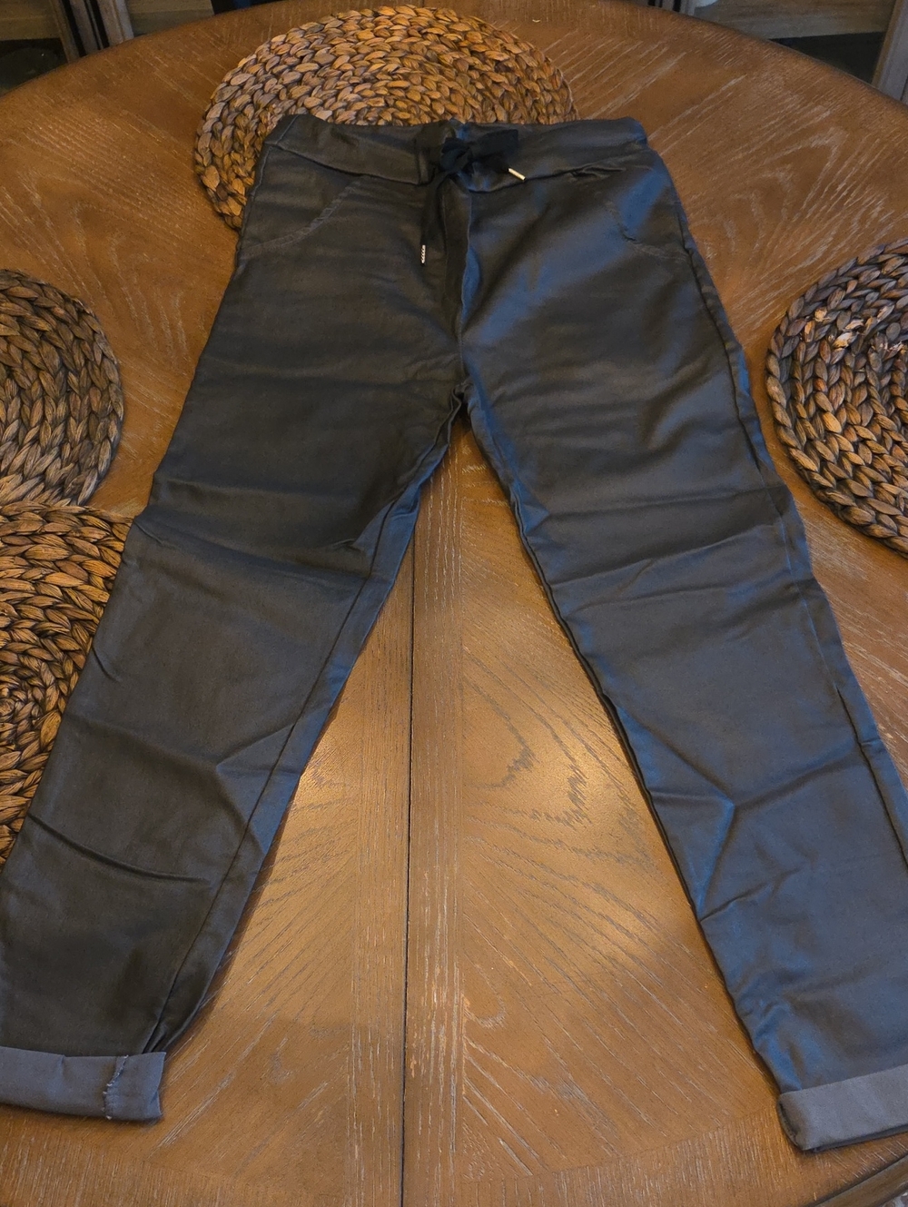 Women's Black Casual Drawstring Jeans